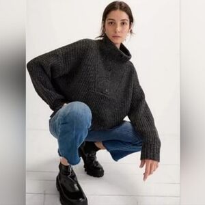 Hatch the Jo Maternity Sweater in charcoal tweed, 0 (xsmall, small)